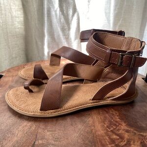 b.o.c. Tan and Brown Strappy Sandals
